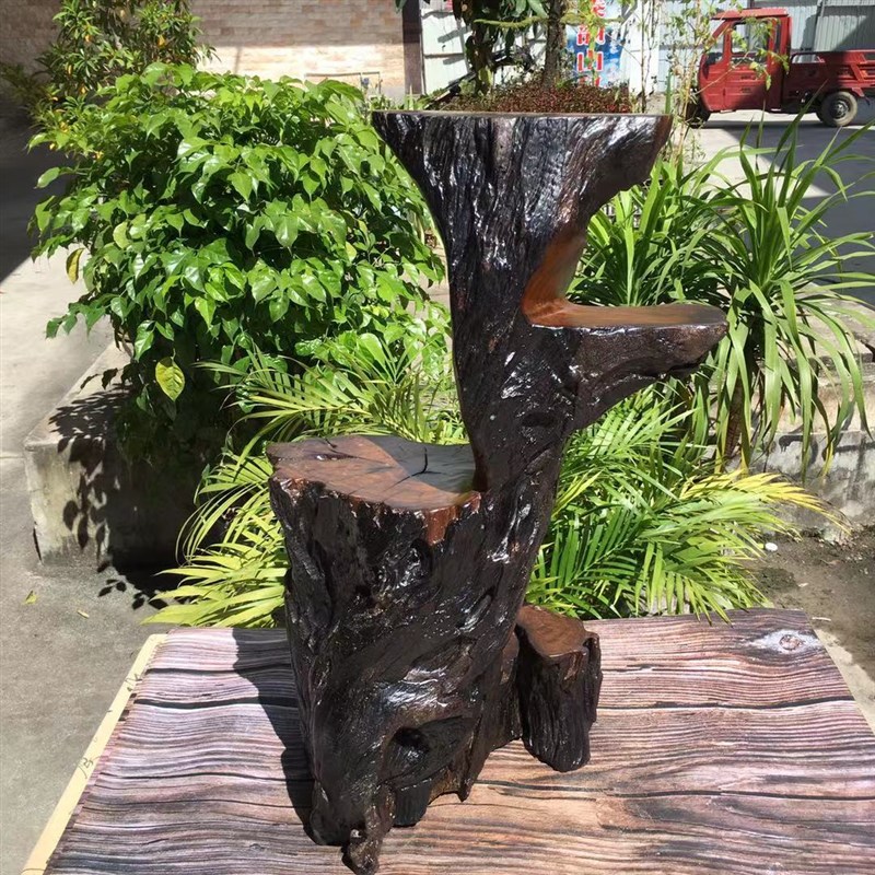 根雕花架花台木雕底座客厅摆件随形树根盆景架实木根原木底座架子