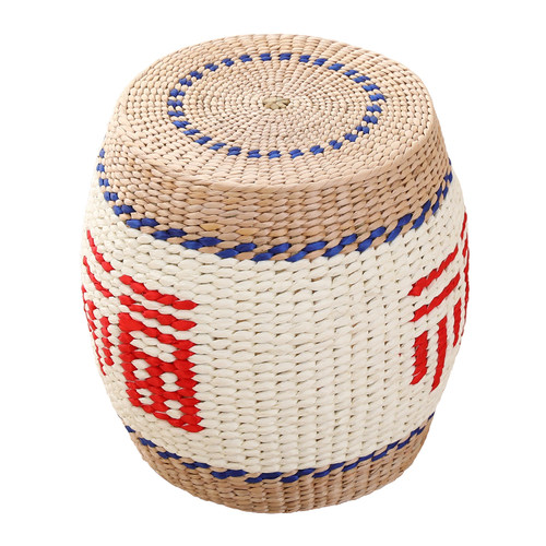 草编矮凳家用小凳子简约实木小板凳创意圆凳客厅门口茶几小沙发凳