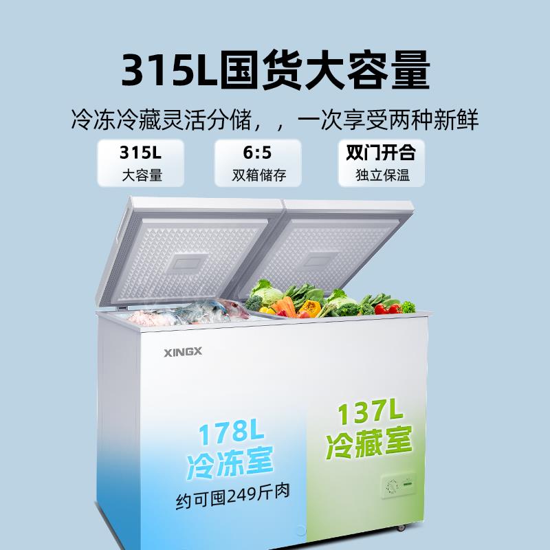 星星冰柜家用冰箱商用大容量冷藏冷冻两用小型双温冷冻柜