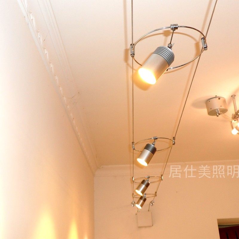 走线灯金属感工业风射灯led 轨道灯拉线灯钢丝钢索灯简约家用暖光