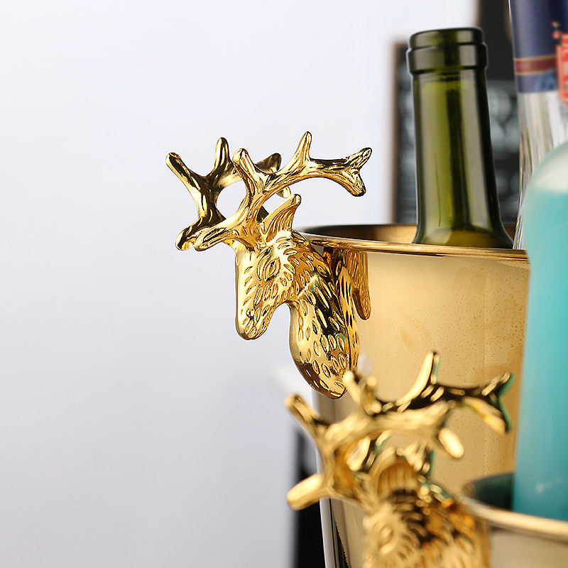 轻奢创意鹿头冰桶不锈钢红酒香槟桶装冰块粒桶酒吧啤酒家用大小桶