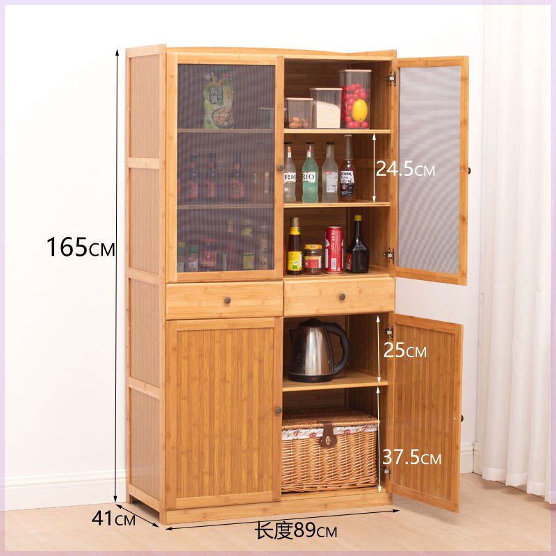 厨房餐边柜现代简约碗柜茶水柜餐厅大容量储物柜家用楠竹碗橱柜子