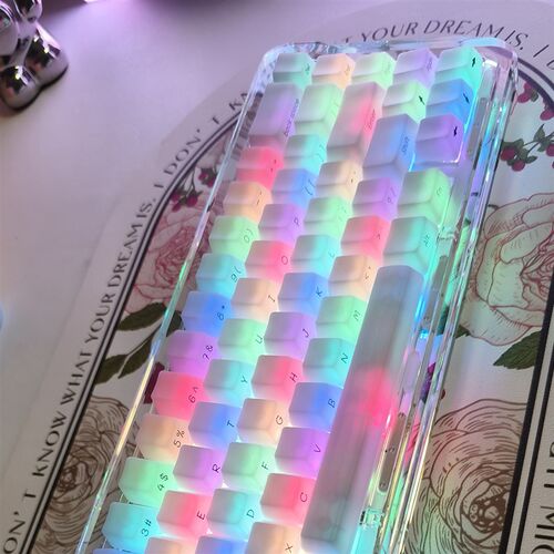雾透键帽OEM高度透光十字轴芯客制化机械键盘侧刻印字小全套130键