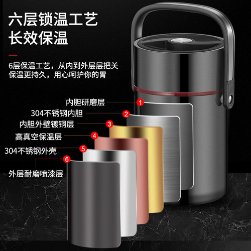 304不锈钢保温饭盒桶大容量便携24小时超长保温饭桶家用上班族