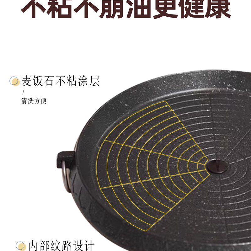 麦县烧烤锅户外盒式炉便携式麦饭石加厚不粘烧烤盘韩国烧烤露营式