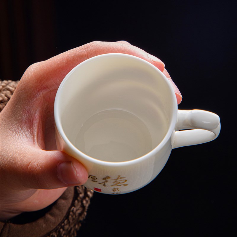羊脂玉瓷六只装品茗杯防烫陶瓷家用白瓷功夫茶杯茶具套装主人杯