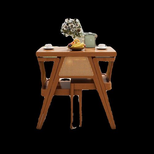 茶桌椅组合阳台休闲椅实木方桌小户型网红创意洽谈桌椅可堆叠椅子
