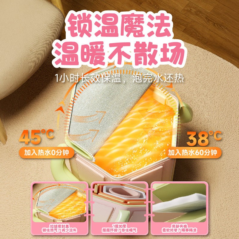儿童泡脚桶宝宝专用冬天足浴洗脚盆过小腿孩子保温折叠便携式加厚