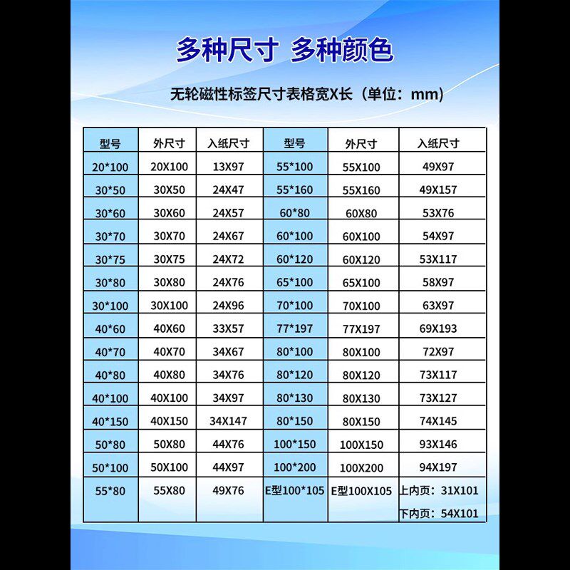 100个装全磁标识贴磁性卡槽仓库卡片配内纸标志牌强磁力标签贴材