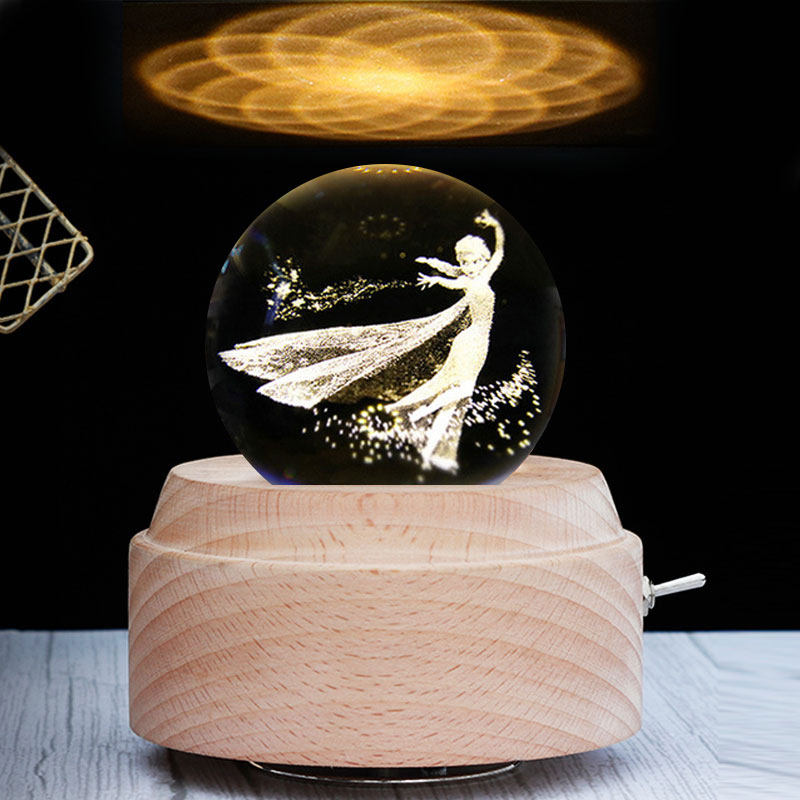冰雪奇缘水晶球小夜灯八音盒爱莎公主梦幻女孩生日礼物跨新年礼物