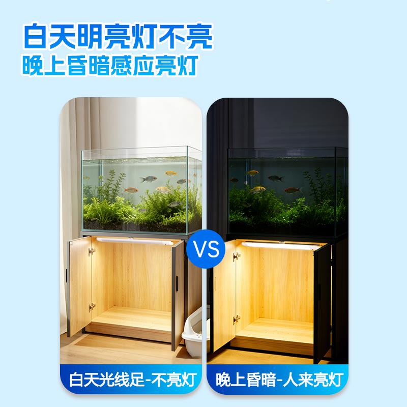 鱼缸底柜感应灯 智能人体开门即亮充电无线磁吸滤柜照明led长条灯图片