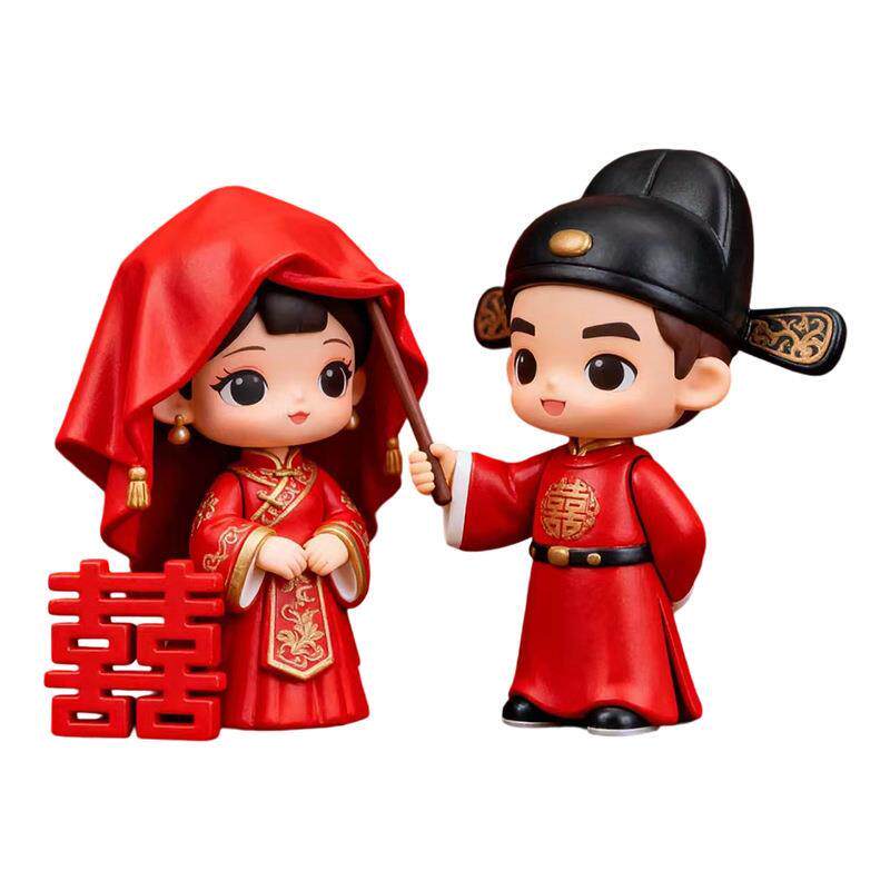 中式结婚摆件婚庆装饰品婚礼用品新娘新郎工艺品情侣结婚树脂摆件