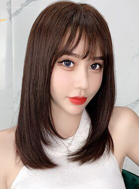 假发套女中长发 内扣齐肩锁骨发圆脸梨花自然蓬松网红假发全头套