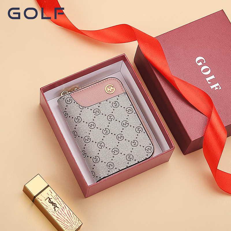 GOLF卡包2021新款潮老花时尚小钱包一体包女士短款多卡位二合一
