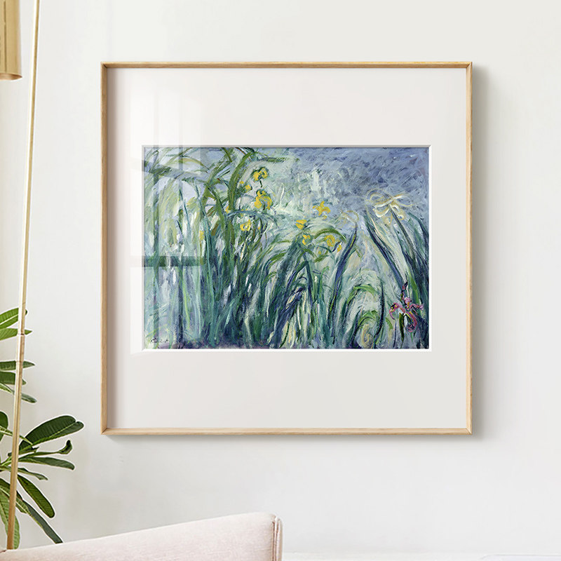现代北欧复古装饰画简美法式轻奢餐厅书房背景墙面挂画莫奈名画