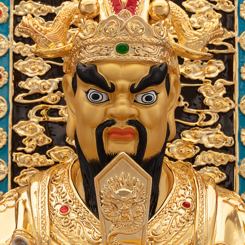 台湾鎏金纯铜五爷佛像龙五爷神像家用财神像广济龙王菩萨铜像摆件