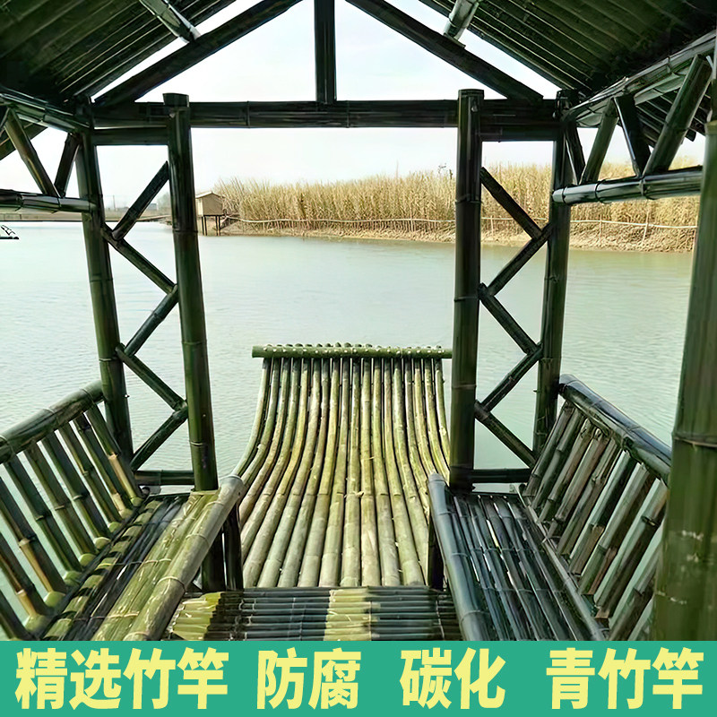 竹竿竹筏船景区装饰钓鱼船漂流船竹排单层双层防腐渔船冲锋舟定制