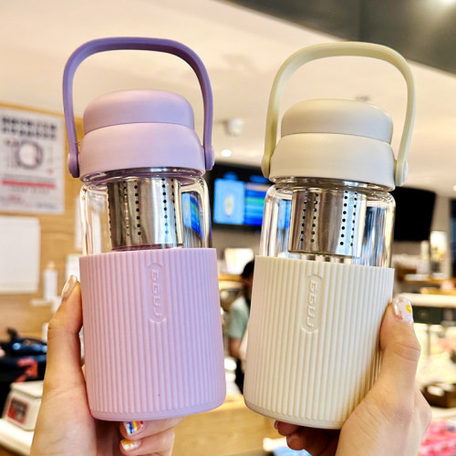 高硼硅玻璃杯女高颜值水杯耐高温杯子新款2024茶水分离泡茶杯夏天