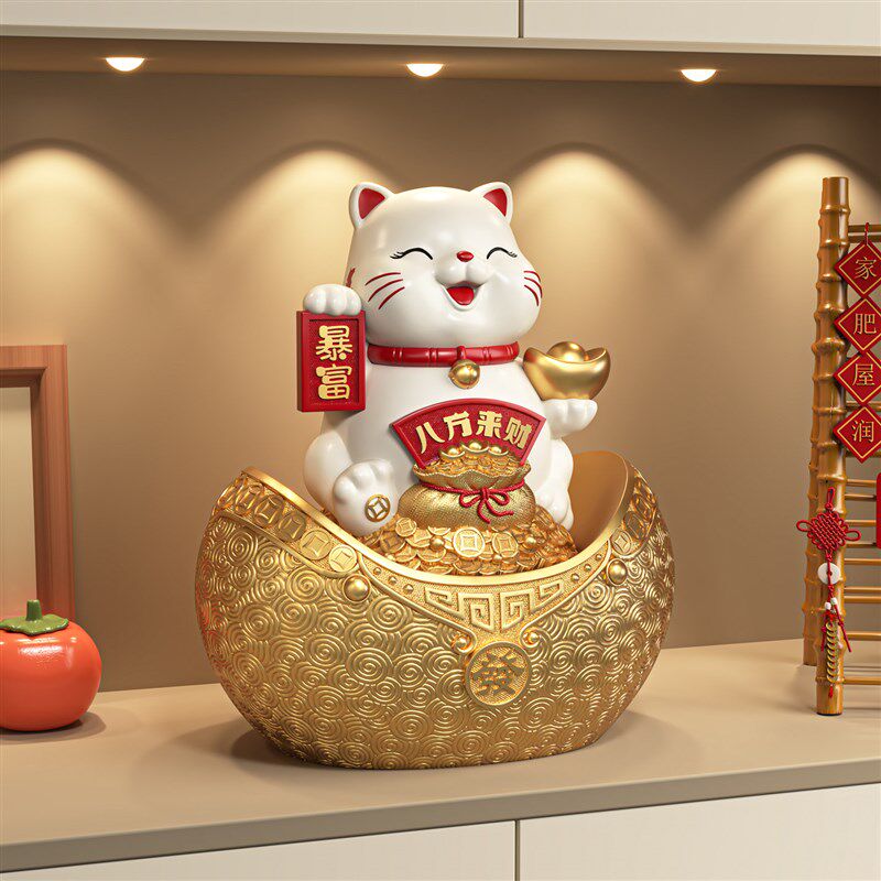 招财猫摆件创意开业大吉自动摇手店铺收银台装饰品发财猫高档礼品