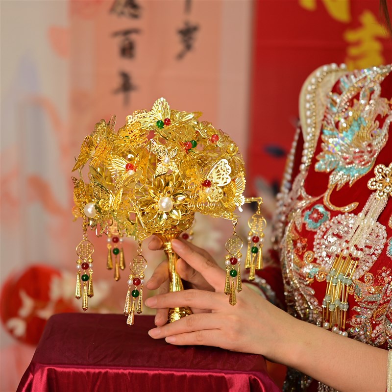 新款金色手捧花新娘结婚礼物闺蜜婚礼高级手工制作DIY材料包成品