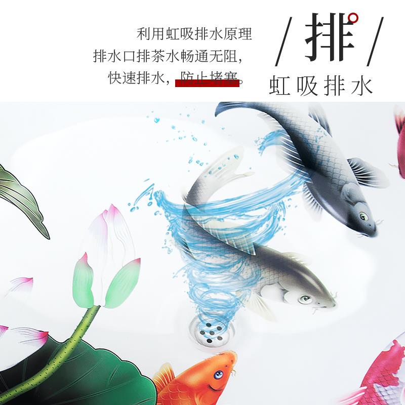 晶瓷钢化玻璃茶盘琉璃简约功夫茶具套装排水式家用单层茶台茶托盘