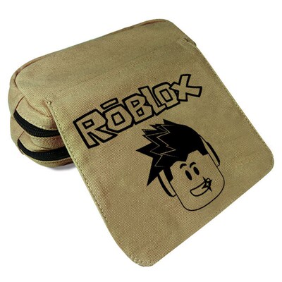 Roblox笔袋学生文具袋双层大容量翻盖帆布带拉链收纳袋铅笔盒