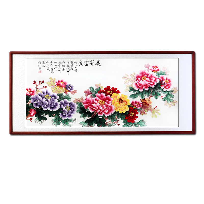纯手绘富贵牡丹花客厅装饰挂画花开富贵卧室花鸟招财风水国画卷轴