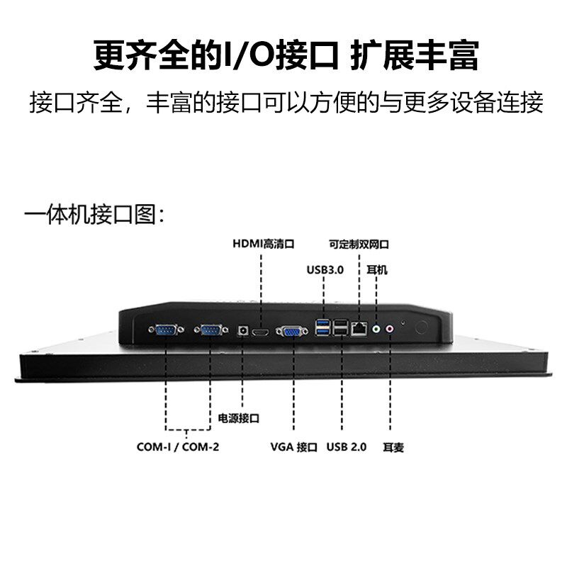 工业显示器一体机电脑10/15/18.5/21.5寸外嵌入式工控触摸显示屏