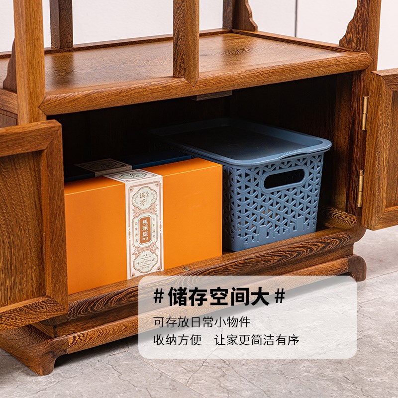 鸡翅木餐边柜多宝阁红木桌面博古架茶水柜中式实木置物架子储物柜