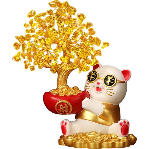 摇钱树发财树招财猫摆件 客厅店铺收银台展架装饰品乔迁开业礼物