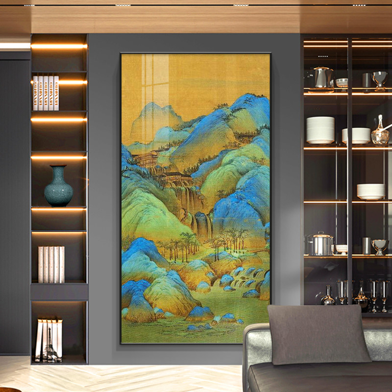 千里江山图装饰画办公室墙上挂画走廊过道新中式大气玄关山水国画