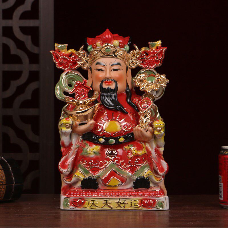 陶瓷文财神爷神像店铺公司开业礼品家用供奉陶瓷财神佛像镇宅摆件