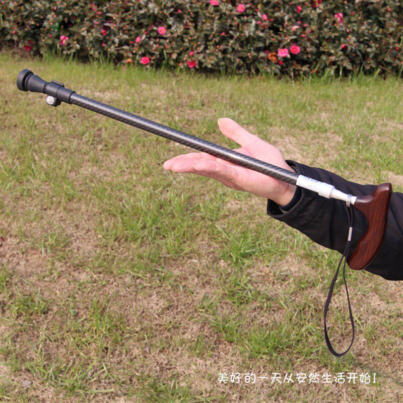 高档碳纤维拐杖老人手杖实木手柄老年人超轻防滑拐棍伸缩碳素手杖
