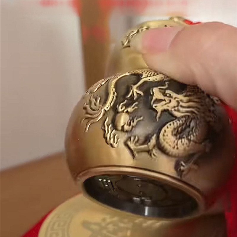 避火龙瓶子摆件黄铜葫芦瓶开口火龙瓶厨房西北角家居化解风水摆件