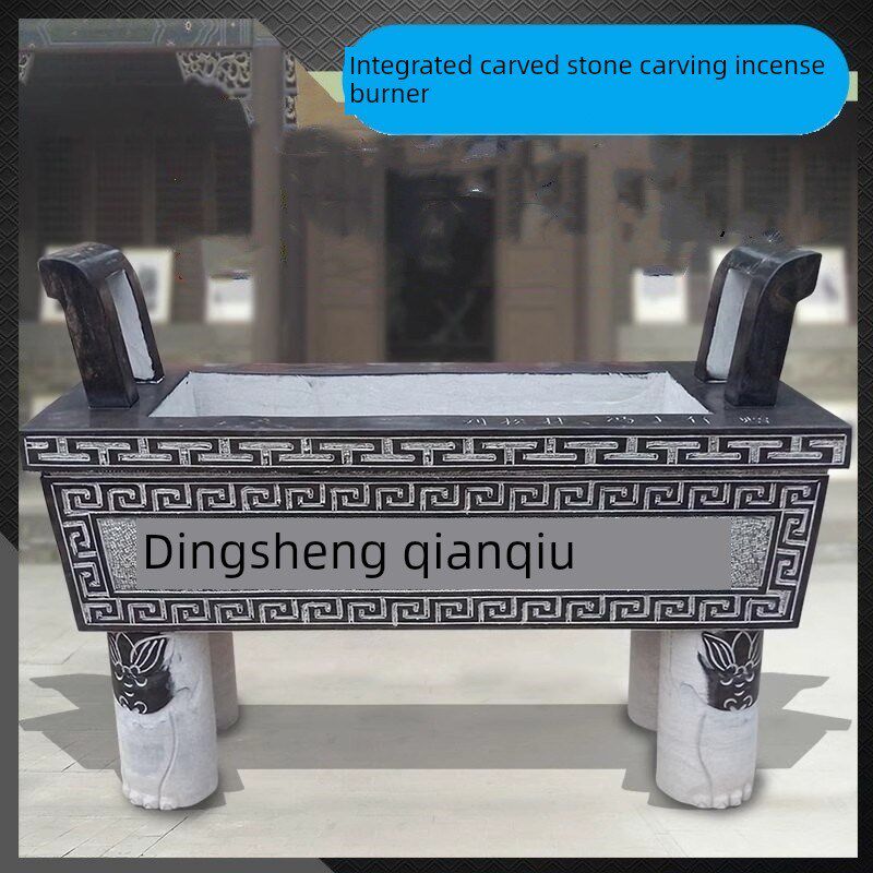 家用石雕香炉户外香炉锤墓地前阶石三脚架寺庙大厅蓝石大理石祭祀