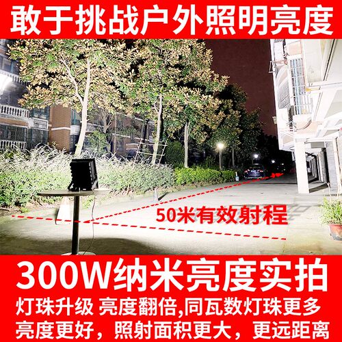 led投光灯室外防水射灯工地用照明球场探照灯强光车间灯超亮1000W