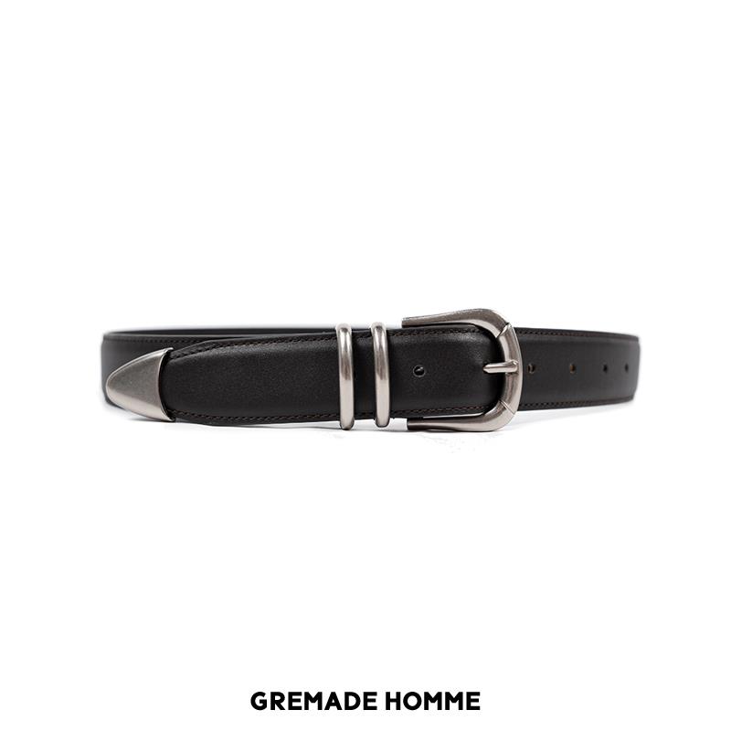 GREMADE ROW风覆古双环老钱麂皮牛皮腰带