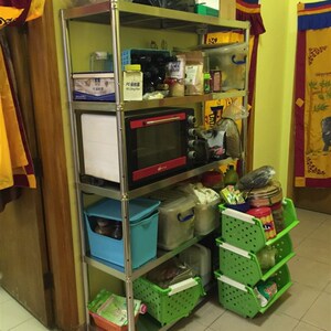 厨房不锈钢架五层落地收纳架多层架金属整理架微波炉架烤箱架锅架