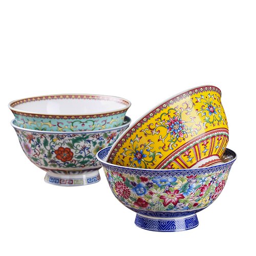 景德镇陶瓷新品6英寸高脚防烫米饭碗大号吃面碗家用单个汤碗寿碗