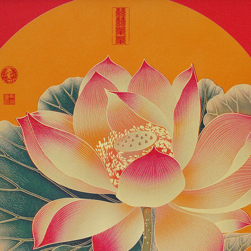 铜雕画摆件礼盒高级感桌面装饰画电视柜办公室莲花摆台送长辈礼物