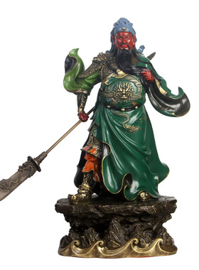 真古意 关公铜像摆件黄铜关二爷武财神关羽大号公司店铺开业礼品