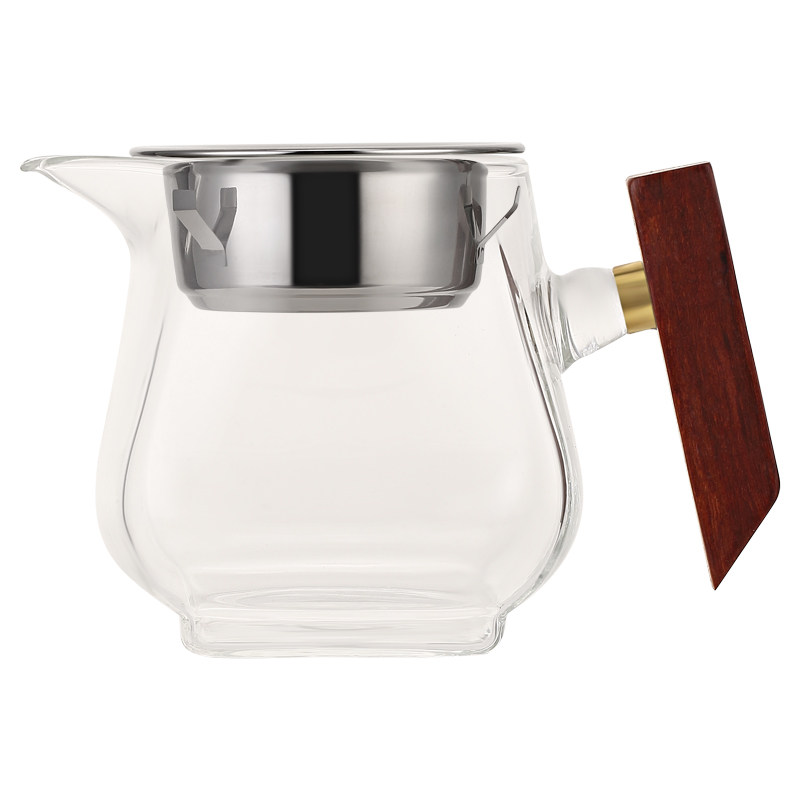 冠发木把公道杯茶漏套装加厚耐热玻璃四方公杯茶海分茶器功夫茶具