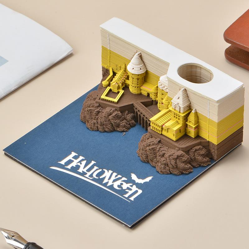 古风建筑便签本3d立体高颜值学生可爱便利贴定制便签纸办公室可撕