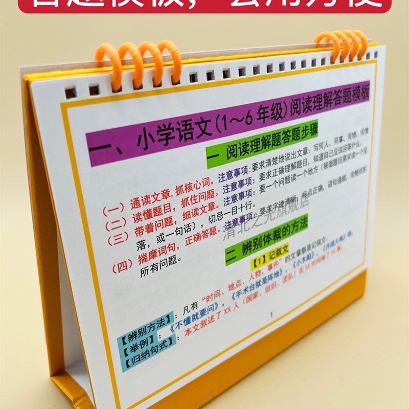 小学语文阅读答题模板万能作文模板知识技巧台历衡水学霸整理提分图片