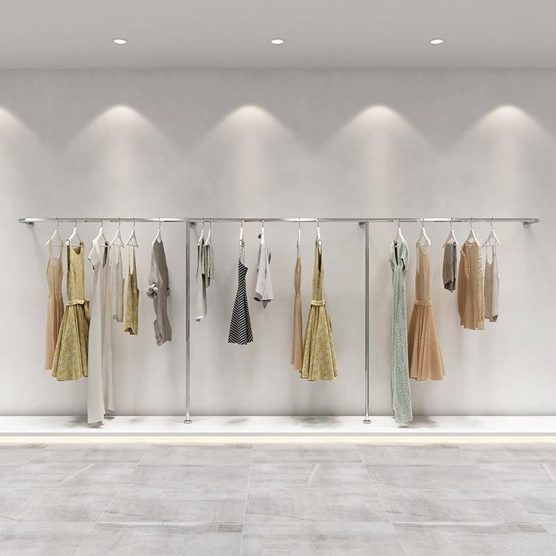 服装店专用展示架女装店网红简约上墙挂衣架男装陈列架不锈钢拉丝