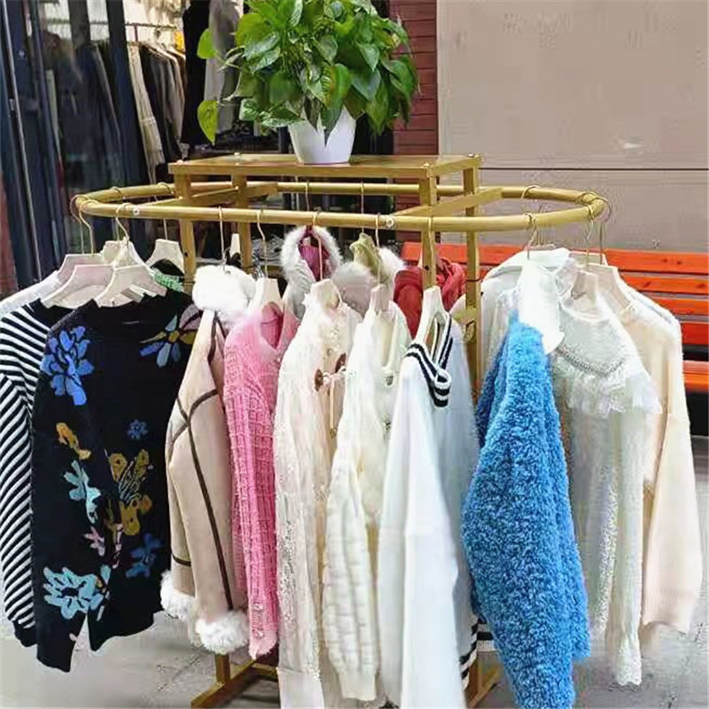 铁艺金色服装店展示架落地式童装店货架女装挂衣服架子圆形中岛架