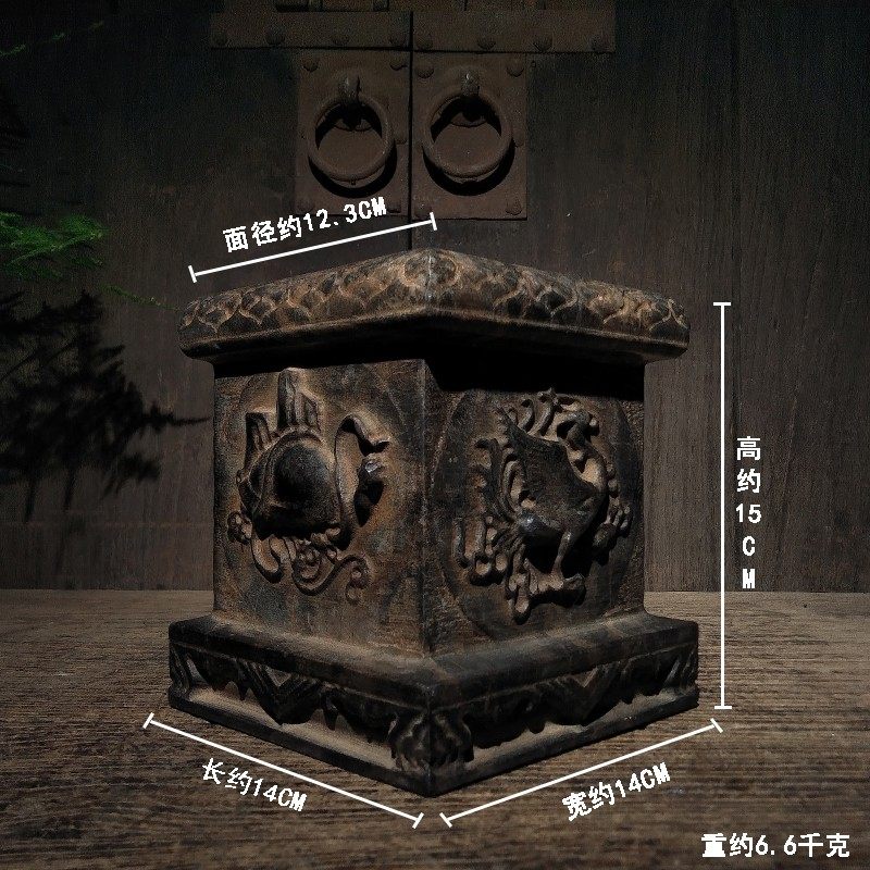 仿古石雕山西青石民俗怀旧手工雕刻神兽柱墩石墩茶壶底座壶拖摆设