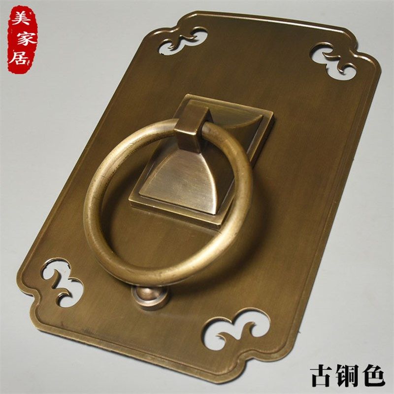 仿古大门拉手新中式纯铜兽头门环复古实木门把手铁门拉环老式门环