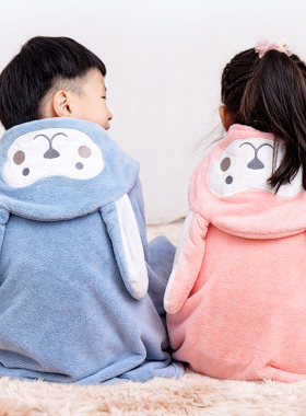 儿童可穿式斗篷婴儿浴巾2022新款带戴帽子男孩女孩浴袍冬季专用