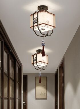 新中式过道灯新款入户门玄关灯家用走廊阳台小尺寸吸顶灯中山灯具